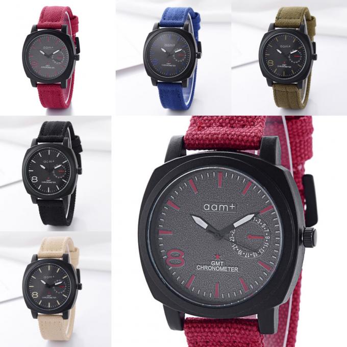 Wj-3395 van de de Fabrieks het Hete Verkoop van China Yiwu het EMBLEEMoem Horloge Gebreide van de de Horlogesmens van Vogue GENÈVE van de Canvas Nylon Streep Promotiepolshorloge