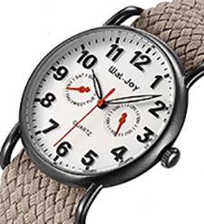 Wj-3395 van de de Fabrieks het Hete Verkoop van China Yiwu het EMBLEEMoem Horloge Gebreide van de de Horlogesmens van Vogue GENÈVE van de Canvas Nylon Streep Promotiepolshorloge