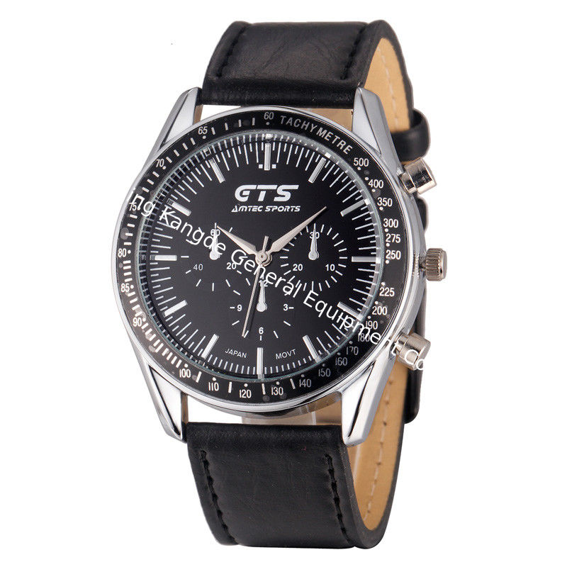 WJ-5434 newest hot sale GTS stylish stainless steel back leather band quartz men watch